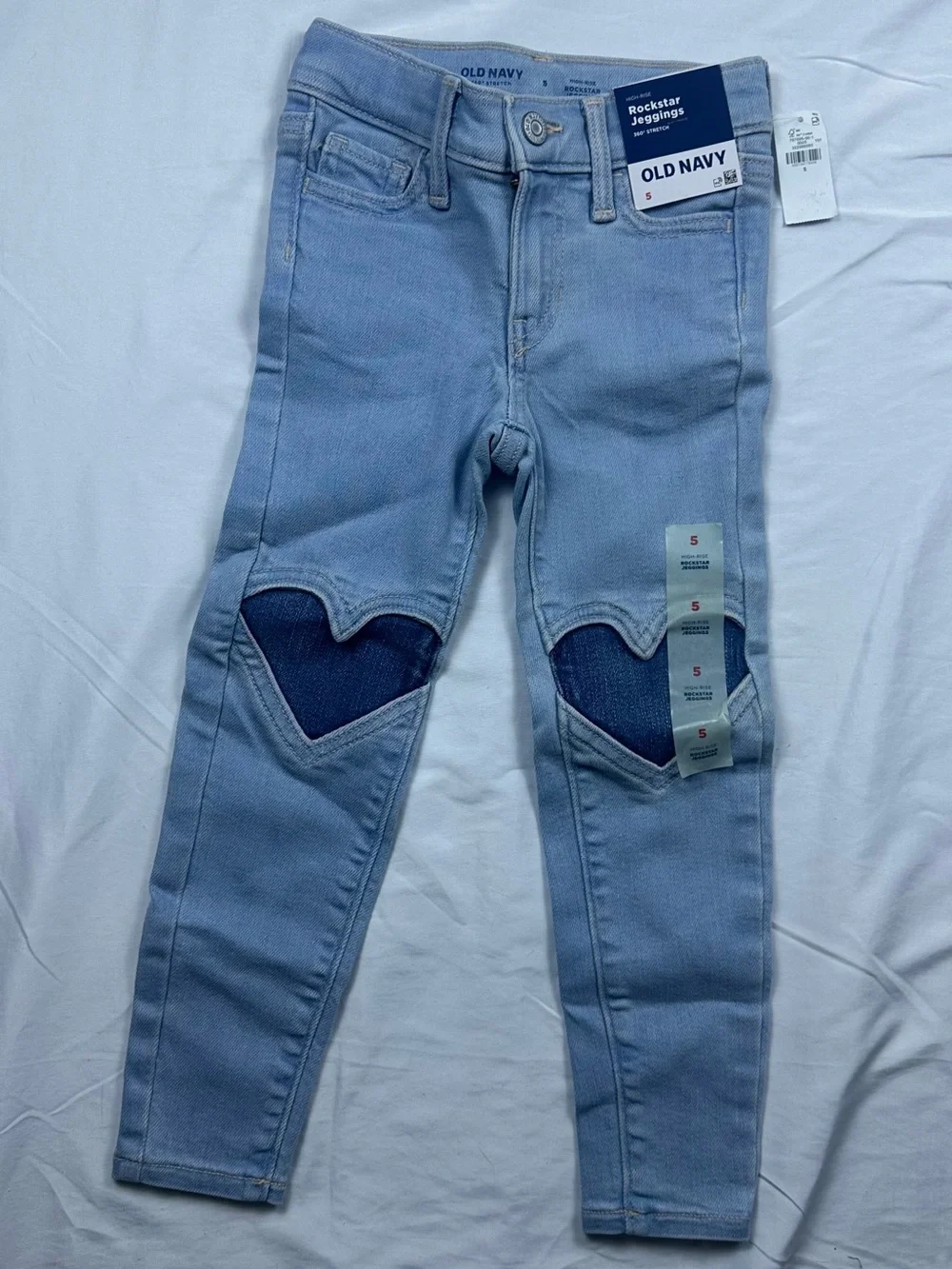 NWT Old Navy High-Rise 360 Stretch Rockstar Knee-Patch Jeggings Girls 5T